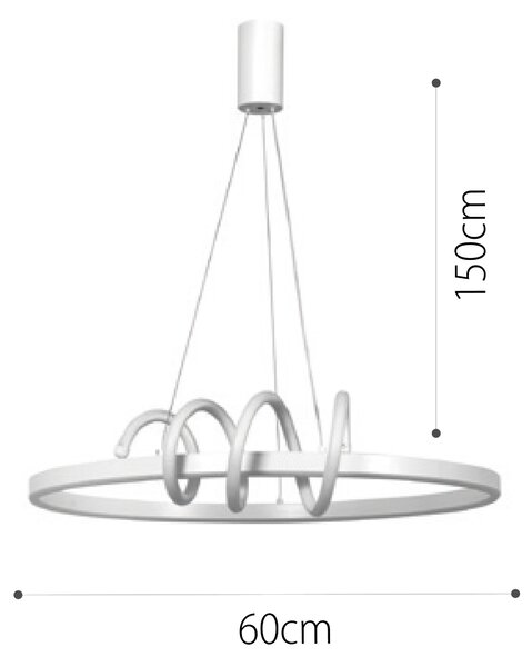 InLight Κρεμαστό φωτιστικό LED 44W 3CCT (by switch on base) σε λευκό χρώμα D:60cm (6076-WH)