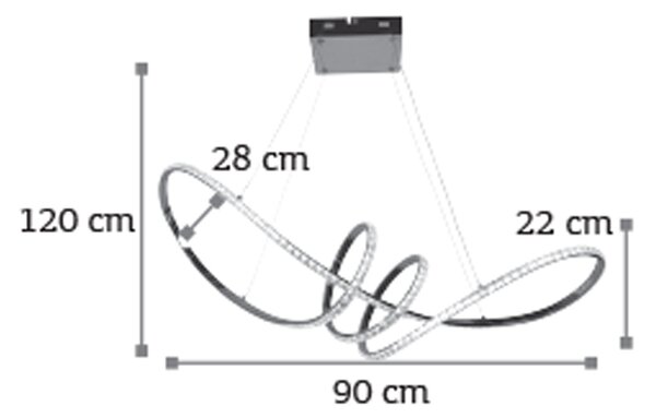InLight Κρεμαστό φωτιστικό LED 75W 4000K από χρώμιο αλουμίνιο και κρύσταλλα D:90cm (6182-Χρώμιο)