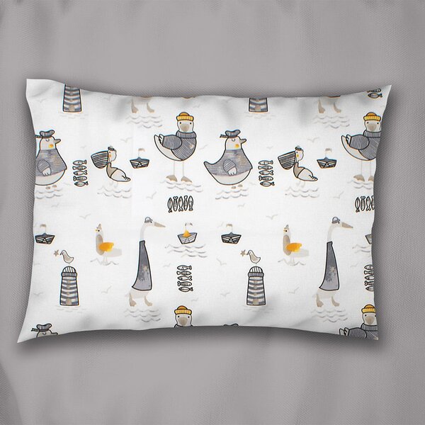 Βρεφική Μαξιλαροθήκη (35x45) Dimcol Seabirds 578 White - Grey