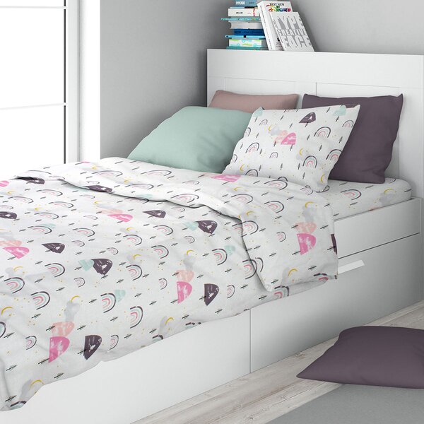 Παπλωματοθήκη Μονή (160x240) Dimcol Rainbow 575 White - Pink