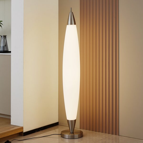 Lucande LED φωτιστικό δαπέδου Tarell, λευκό/νικέλιο, 146 cm, με δυνατότητα, ρυθμιζόμενος, Λευκό, Σαλόνι / τραπεζαρία, Πλαστικό, σύγχρονο