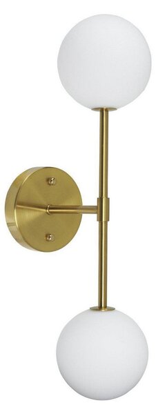 PR Home Sigma D φωτιστικό τοίχου, χρυσό/οπάλ, 2-φωτο 49 cm γυαλί, ρυθμιζόμενος, Χρυσό / Ορείχαλκου, Σαλόνι / τραπεζαρία, Μέταλλο, Σφαίρα