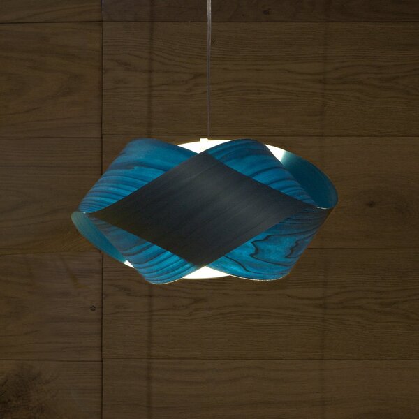 LZF LAMPS Κρεμαστό φωτιστικό Nut, μπλε/νικελίου, μήκος 42 cm, ξύλο, ρυθμιζόμενος, Μπλε, Σαλόνι / τραπεζαρία, Ξύλο, σχεδιασμός