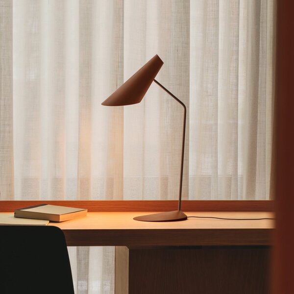 Vibia LED επιτραπέζια λάμπα I.Cono, καφέ-κόκκινο, ύψος 56 cm, 2.700 K, ρυθμιζόμενος, Καφέ / Σκουριάς, Σαλόνι / τραπεζαρία, Πλαστικό, σχεδιασμός