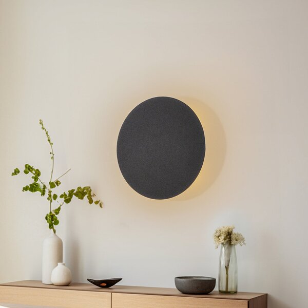 TK Lighting Φωτιστικό τοίχου Lunia New, μαύρο, Ø 30 cm, ρυθμιζόμενος, Μαύρο, Σαλόνι / τραπεζαρία, Μέταλλο