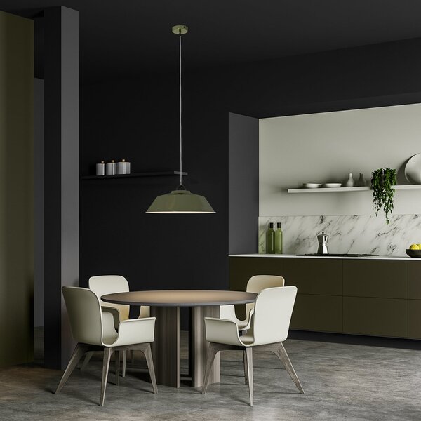 Mexlite Φωτιστικό οροφής Nove, πράσινο, εσωτερικό λευκό, μέταλλο, E27, ρυθμιζόμενος, Πράσινο, Κουζίνα, Μέταλλο