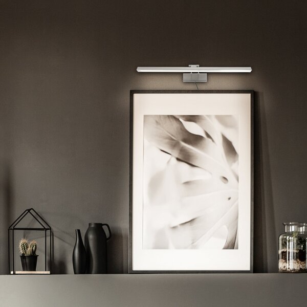 Steinhauer Φωτιστικό τοίχου LED Litho, χάλυβας, μέταλλο, CCT, πλάτος 60 cm, ρυθμιζόμενος, Μεταλλικό, Σαλόνι / τραπεζαρία, Μέταλλο, Γωνιακός τοίχος