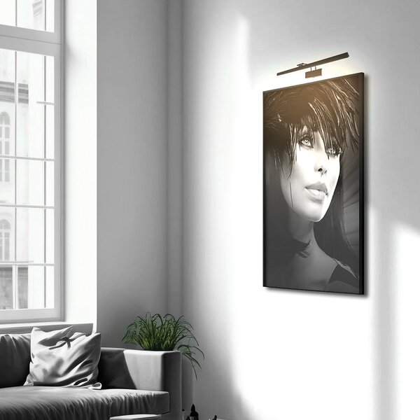Steinhauer Φωτιστικό τοίχου LED Litho, μαύρο, μέταλλο, CCT, πλάτος 60 cm, ρυθμιζόμενος, Μαύρο, Σαλόνι / τραπεζαρία, Μέταλλο, Γωνιακός τοίχος