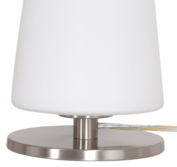 Steinhauer Επιτραπέζια λάμπα Ancilla, ατσάλι, ύψος 26 cm, μέταλλο, γυαλί, E27, Λευκό, Σαλόνι / τραπεζαρία, Γυαλί