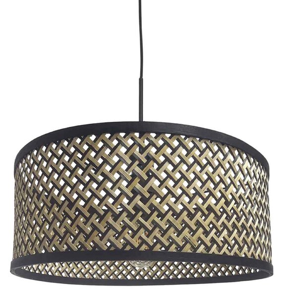 Steinhauer Φωτιστικό οροφής Sparkled Light, πλέγμα μαύρο/ξύλο, ρυθμιζόμενος, Μαύρο, Σαλόνι / τραπεζαρία, Μπαμπού