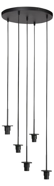 Anne Light Φωτιστικό οροφής Ropex 4525, 5 λαμπτήρες, στρογγυλό, μαύρο, καλώδιο καφέ, ρυθμιζόμενος, Καφέ / Σκουριάς, Σαλόνι / τραπεζαρία, Μέταλλο