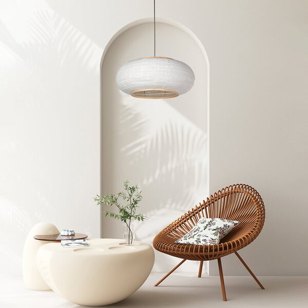 Steinhauer Φωτιστικό οροφής Sparkled Light, μαύρο/γκρι λινό, Ø 60 cm, Μαύρο, Σαλόνι / τραπεζαρία, Ύφασμα / Κλωστοϋφαντουργία