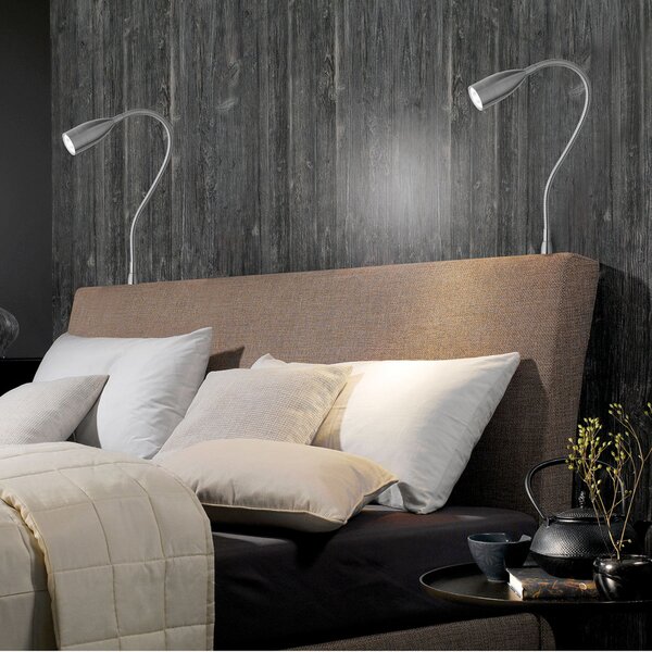 FISCHER & HONSEL Φωτιστικό τοίχου Sten LED με δυνατότητα ρύθμισης χειρονομίες, ρυθμιζόμενος, Γκρι, υπνοδωμάτιο, Μέταλλο, σύγχρονο