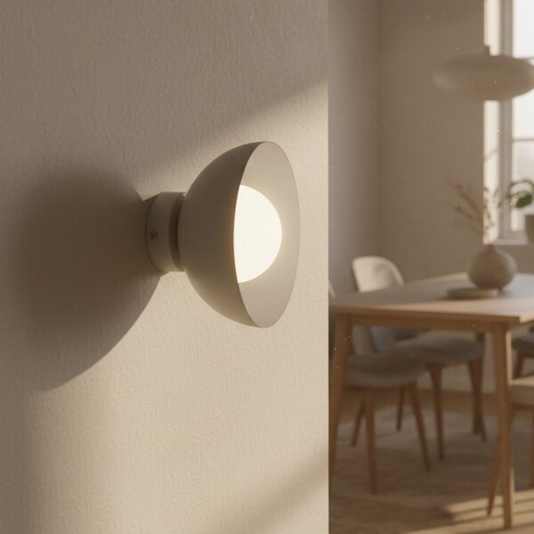EMIBIG LIGHTING Φωτιστικό τοίχου Bibi K1, μπεζ, ατσάλι/γυαλί, Ø 18 cm, ρυθμιζόμενος, Μπεζ, Σαλόνι / τραπεζαρία, Μέταλλο, σύγχρονο