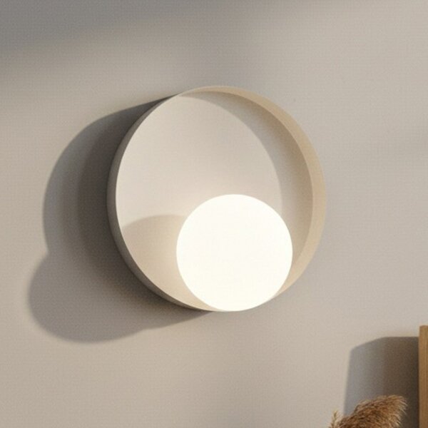 EMIBIG LIGHTING Φωτιστικό τοίχου Kido K1, μπεζ, ατσάλι/γυαλί, Ø 20 cm, ρυθμιζόμενος, Μπεζ, Σαλόνι / τραπεζαρία, Μέταλλο, σύγχρονο