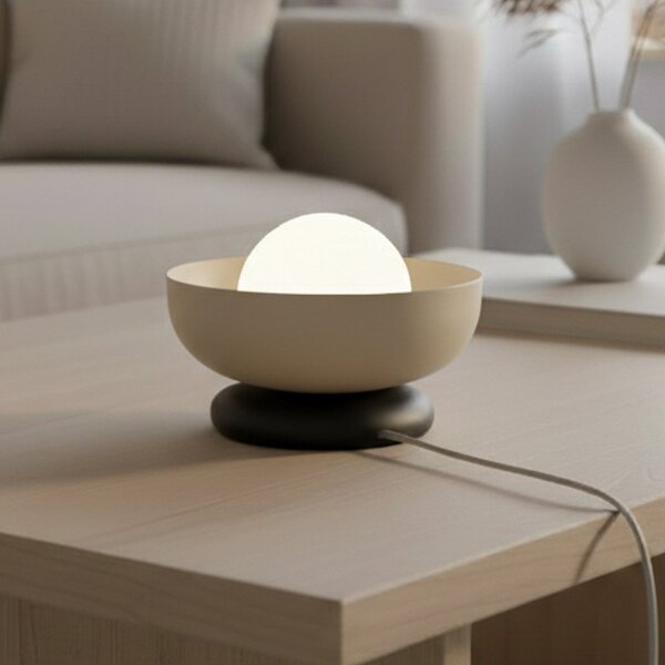 EMIBIG LIGHTING Λάμπα τραπεζιού Ozzy LN1, μπεζ, ατσάλι/γυαλί, ύψος 13 cm, G9, Μπεζ, Σαλόνι / τραπεζαρία, Μέταλλο, σύγχρονο
