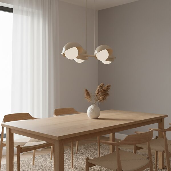 EMIBIG LIGHTING Κρεμαστό φωτιστικό Boom 4, μπεζ, γυαλί/ατσάλι, μήκος 60 cm, ρυθμιζόμενος, Μπεζ, Σαλόνι / τραπεζαρία, Μέταλλο, σύγχρονο
