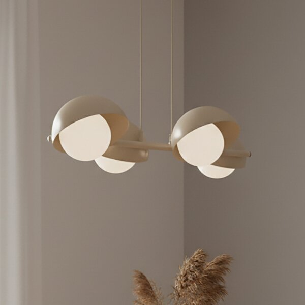 EMIBIG LIGHTING Κρεμαστό φωτιστικό Boom 4, μπεζ, γυαλί/ατσάλι, μήκος 60 cm, ρυθμιζόμενος, Μπεζ, Σαλόνι / τραπεζαρία, Μέταλλο, σύγχρονο