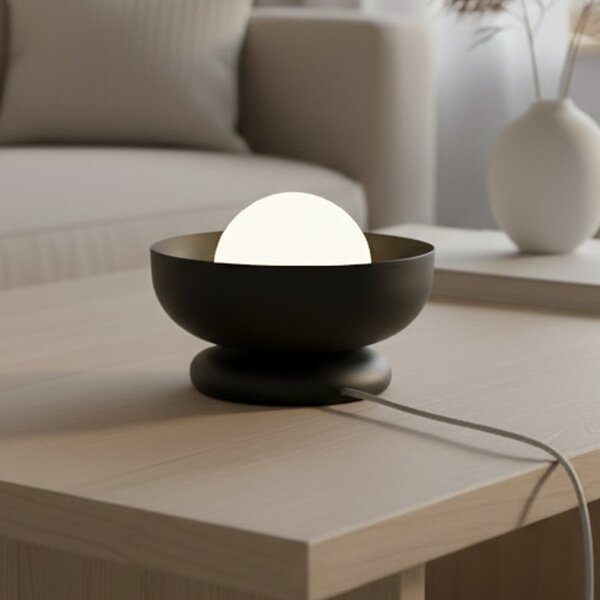 EMIBIG LIGHTING Λάμπα τραπεζιού Ozzy LN1, μαύρη, ατσάλι/γυαλί, ύψος 13 cm, G9, Μαύρο, Σαλόνι / τραπεζαρία, Μέταλλο, σύγχρονο