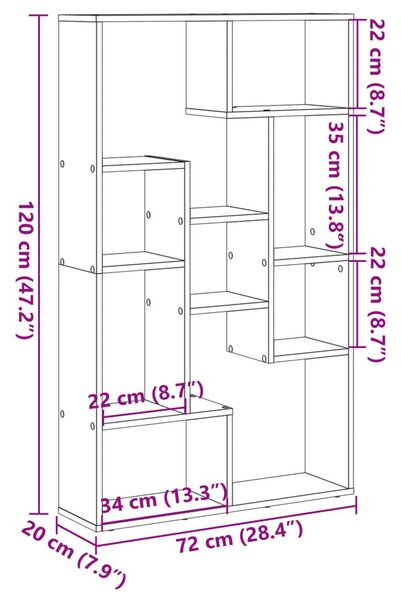 Βιβλιοθήκη Καπνιστή Δρυς 72x20x120 εκ. από Επεξεργασμένο Ξύλο - Καφέ