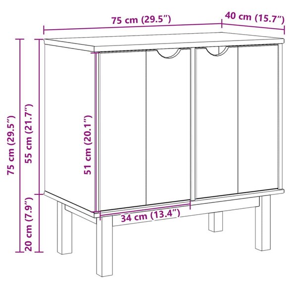Ντουλάπι Διαδρόμου OTTA 75x40x75 εκ. από Μασίφ Ξύλο Πεύκου - Καφέ