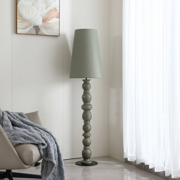 Lucande Φωτιστικό δαπέδου Lyndorin, πράσινο, κεραμικό, 150 cm, Πράσινο, Σαλόνι / τραπεζαρία, Κεραμικό υλικό, σχεδιασμός