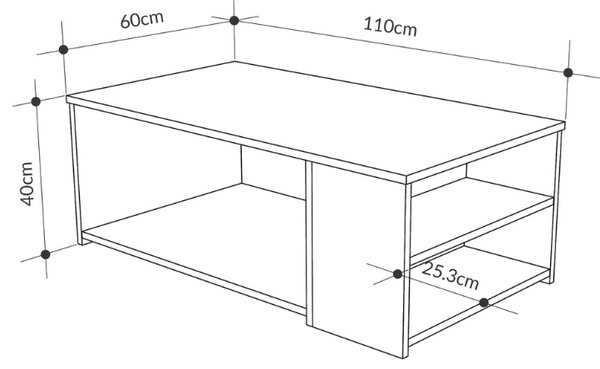 Τραπεζάκι σαλονιού Berg Megapap χρώμα γκρι ρετρό 110x60x40εκ