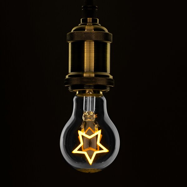 GloboStar® 99251 Λάμπα E27 A60 Deco Soft Letter Star LED FILAMENT 3W 240 lm 320° AC 85-265V Edison Retro με Διάφανο Γυαλί Ultra Θερμό Λευκό 2200 K Dimmable