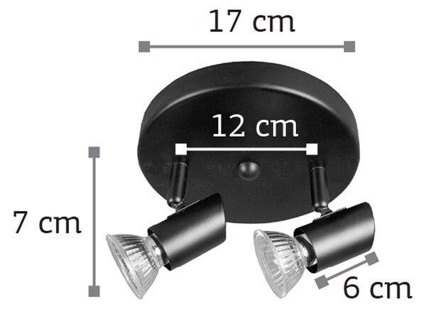 InLight Επιτοίχιο σποτ από μέταλλο σε μαύρη απόχρωση 2XGU10 D:17cm (9077-2Φ-Μαύρο)