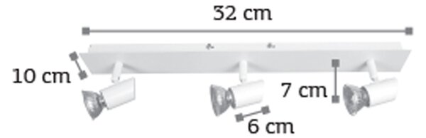 InLight Επιτοίχιο σποτ από μέταλλο σε λευκή απόχρωση 3XGU10 D:32cm (9078-3Φ-Λευκό)