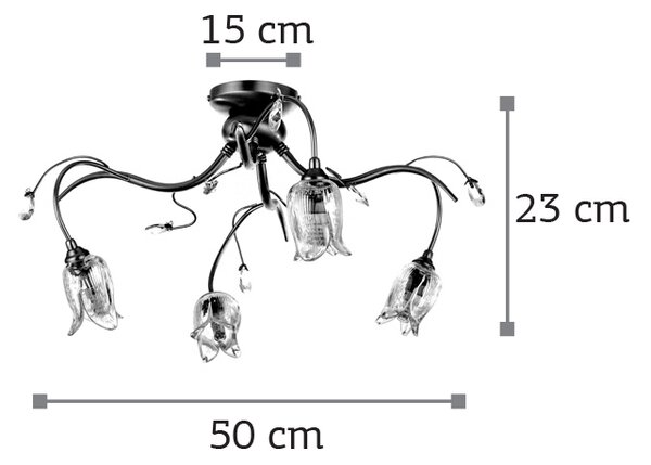 InLight Φωτιστικό οροφής από οξυντέ μέταλλο κρύσταλλα και λευκό γυαλί 4XG9 D:50cm (5223-4-Χρώμιο)