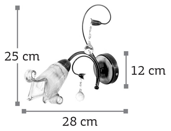 InLight Επιτοίχιο φωτιστικό από χρώμιο μέταλλο κρύσταλλα και λευκό γυαλί 1XE14 D:28cm (43348-CH)
