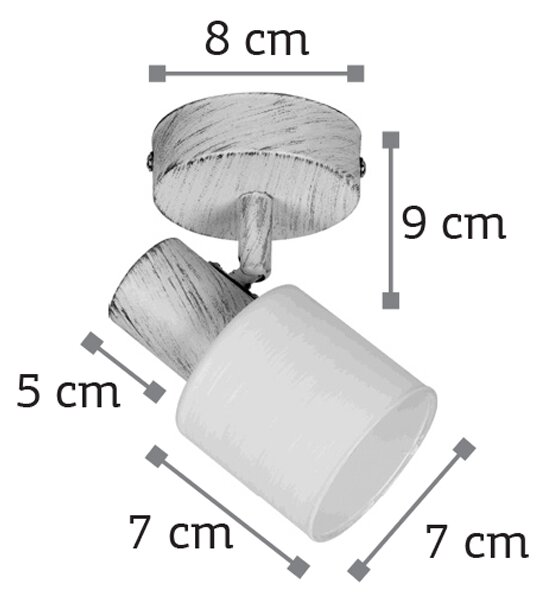 InLight Επιτοίχιο σποτ από μέταλλο σε απόχρωση λευκής πατίνας 1XE14 D:8cm (9079-1Φ-Λευκή Πατίνα)