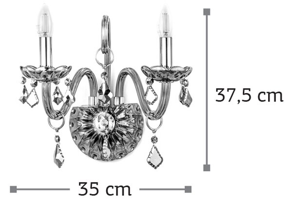 InLight Επιτοίχιο φωτιστικό από φιμέ γυαλί και κρύσταλλα 2XE14 D:35cm (43391-2-FIME)