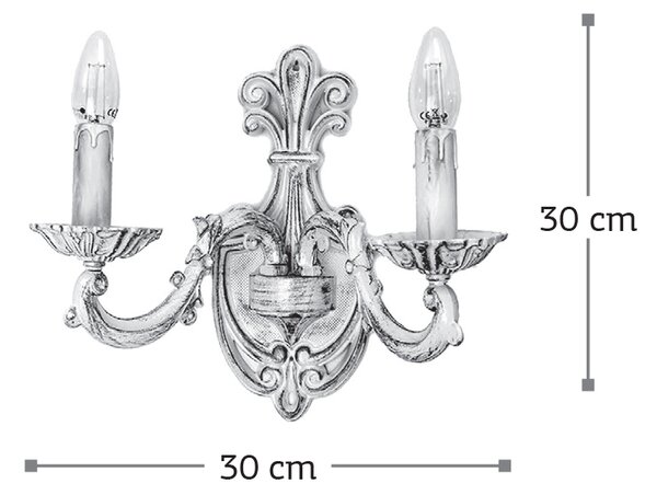 InLight Επιτοίχιο φωτιστικό από μέταλλο σε μπεζ πατίνα και κρύσταλλα 2XE14 D:30cm (43356-2)
