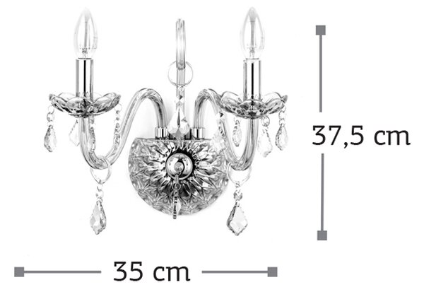 InLight Επιτοίχιο φωτιστικό από μελί γυαλί και κρύσταλλα 2XE14 D:35cm (43391-2-AMBER)