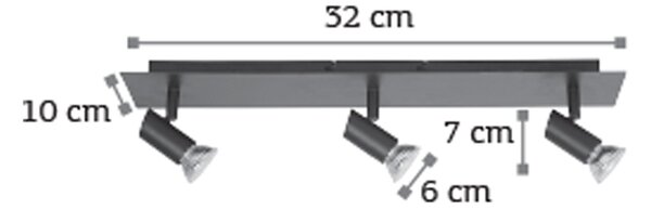 InLight Επιτοίχιο σποτ από μέταλλο σε μαύρη απόχρωση 3XGU10 D:32cm (9078-3Φ-Μαύρο)