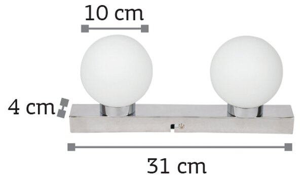 InLight Επιτοίχιο φωτιστικό από χρώμιο μέταλλο και λευκή οπαλίνα 2XG9 D:31cm (43420-2)