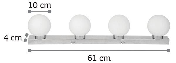 InLight Επιτοίχιο φωτιστικό από χρώμιο μέταλλο και λευκή οπαλίνα 4XG9 D:61cm (43420-4)