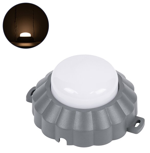 GloboStar® WALLLIGHT-MONA 90628 Φωτιστικό Τοίχου - Απλίκα Point Light LED 6W 660lm 360° DC 24V Αδιάβροχο IP65 Φ11 x Υ6.5cm Θερμό Λευκό 3000K - Γκρι Ανθρακί - 3 Years Warranty