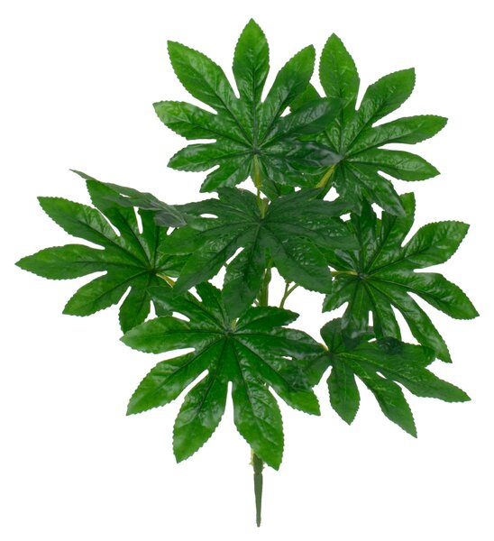 GloboStar® FATSIA 78283 Τεχνητό Φυτό Φάτσια - Μπουκέτο Διακοσμητικών Φυτών - Κλαδιών με Φύλλωμα Πράσινο Υ36cm