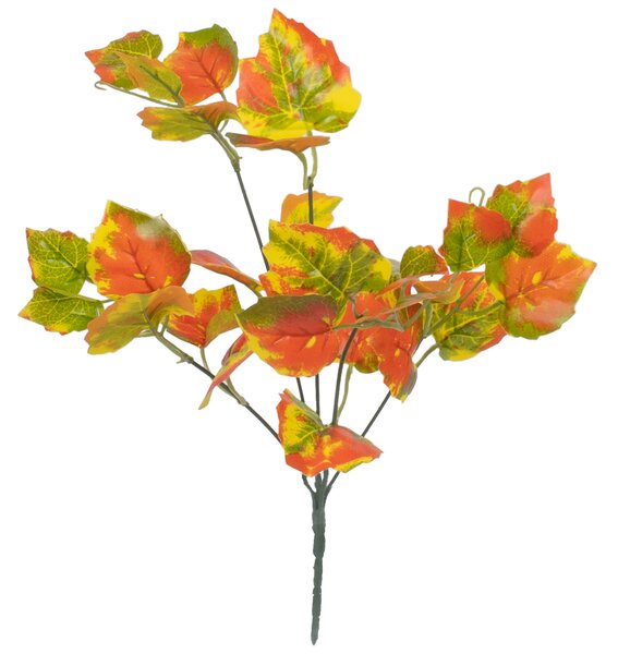 GloboStar® VIRGINIA CREEPER 78216 Τεχνητό Φυτό Παρθενόκισσος - Μπουκέτο Διακοσμητικών Φυτών - Κλαδιών με Φύλλωμα Πορτοκαλί - Κόκκινο - Πράσινο - Κίτρινο Υ35cm