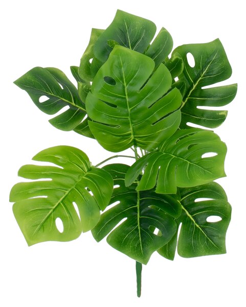 GloboStar® MONSTERA MEDIUM 78261 Τεχνητό Φυτό Μονστέρα Μεσ. - Μπουκέτο Διακοσμητικών Φυτών - Κλαδιών με Φύλλωμα Πράσινο Υ33cm