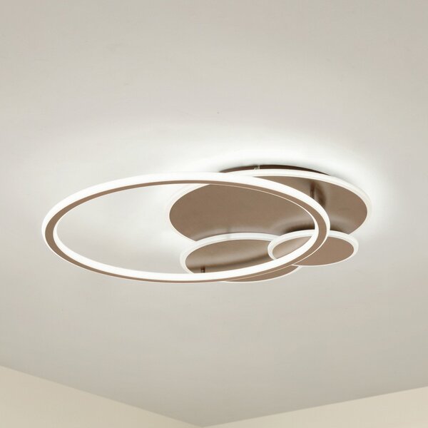 Lucande LED φωτιστικό οροφής Circulo, καφέ, CCT, ρυθμιζόμενο, ρυθμιζόμενος, Καφέ / Σκουριάς, Σαλόνι / τραπεζαρία, Μέταλλο, σύγχρονο