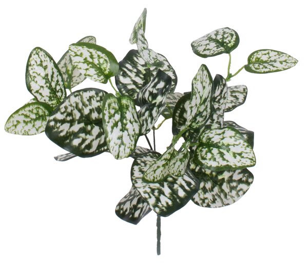 GloboStar® POLKA DOT PLANT 78259 Τεχνητό Φυτό Πόλκα - Μπουκέτο Διακοσμητικών Φυτών - Κλαδιών με Φύλλωμα Πράσινο - Λευκό Υ33cm