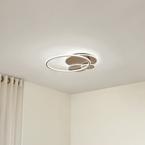 Lucande LED φωτιστικό οροφής Circulo, καφέ, CCT, ρυθμιζόμενο, ρυθμιζόμενος, Καφέ / Σκουριάς, Σαλόνι / τραπεζαρία, Μέταλλο, σύγχρονο