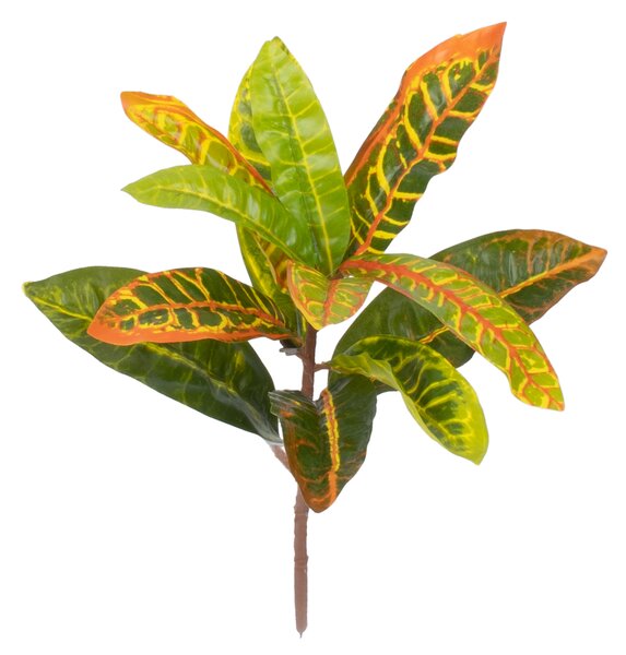 GloboStar® MIXED CROTON 78235 Τεχνητό Φυτό Κρότωνας Μιξ - Μπουκέτο Διακοσμητικών Φυτών - Κλαδιών με Φύλλωμα Πράσινο - Πορτοκαλί - Κίτρινο Υ35cm