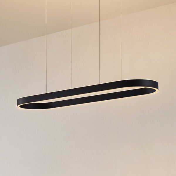 Lucande Smart LED κρεμαστό φωτιστικό Melinay, μαύρο, CCT, Tuya, ρυθμιζόμενος, Μαύρο, Σαλόνι / τραπεζαρία, Αλουμίνιο, σύγχρονο