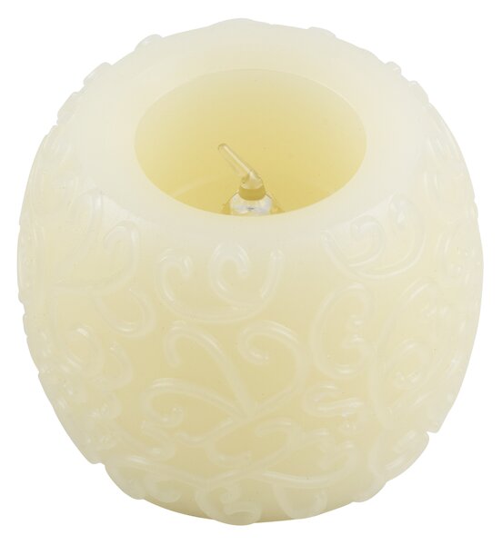 GloboStar® CANDLE 79537 Διακοσμητικό Realistic Κερί με LED Εφέ Κινούμενης Φλόγας - Μπαταρίας 3 x LR1130 Θερμό Λευκό 2700K Μπεζ D6 x H5cm