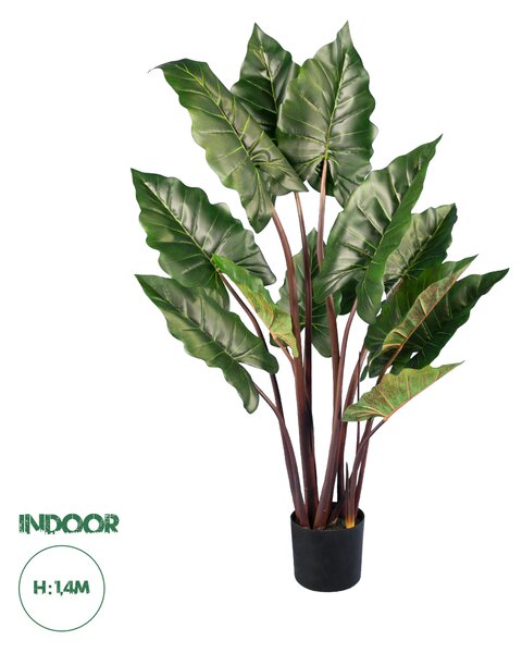 GloboStar® Artificial Garden RAINBOW TARO 20055 Τεχνητό Διακοσμητικό Φυτό Κολοκασία Υ140cm